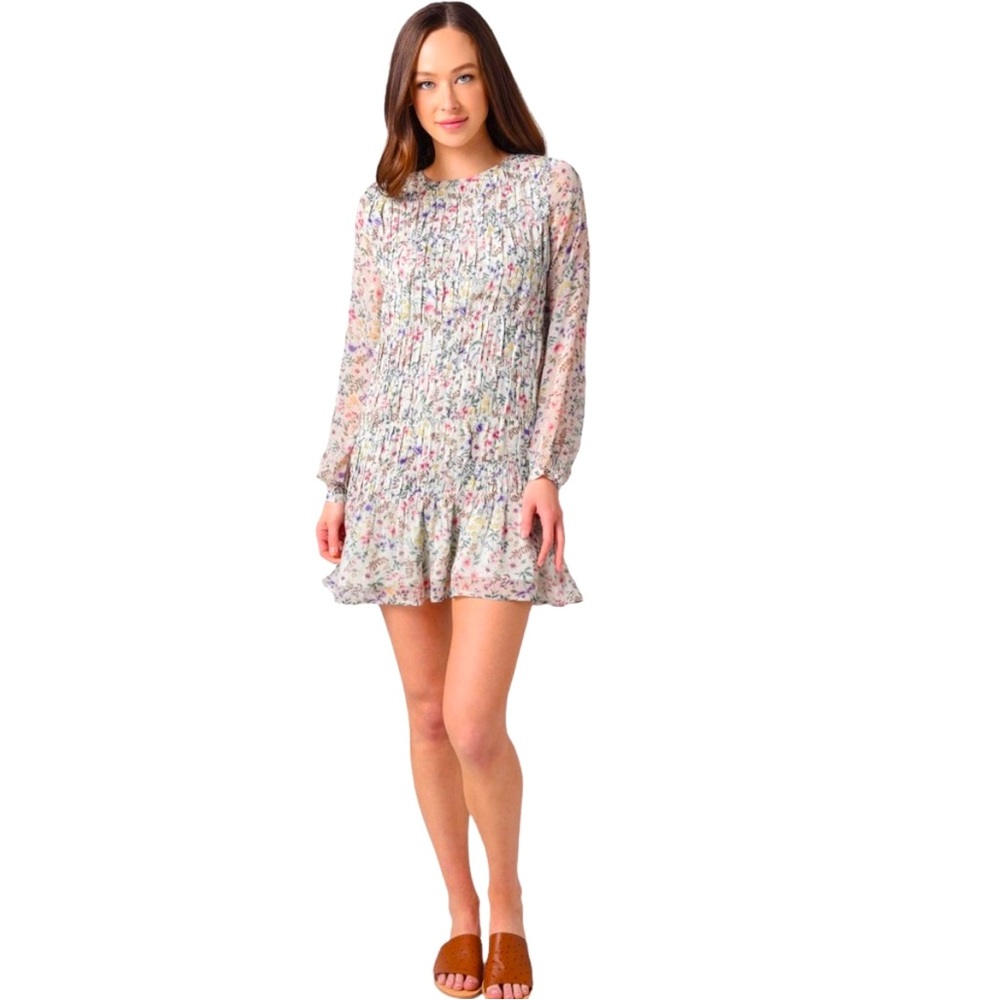 Storia Baby Doll Mini Dress in Floral Mint size S